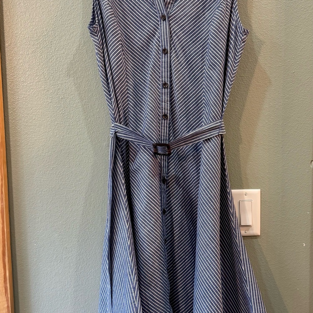 Sweet Navy Striped Midi Dress